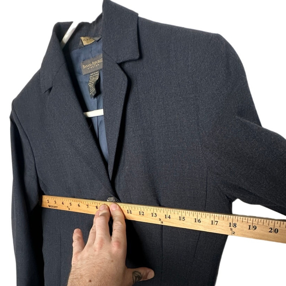 Banana Republic 2 Italian $298 Stretch WOOL Blazer 3 Button Jacket Dark Gray EUC - Picture 6 of 7